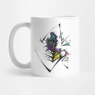 Unique Green Purple Yellow Black White Colorful Abstract Art Mug